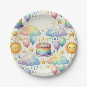 Rainbow Cloud Birthday Paper Plate
