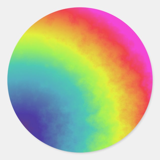rainbow cloud classic round sticker (Front)