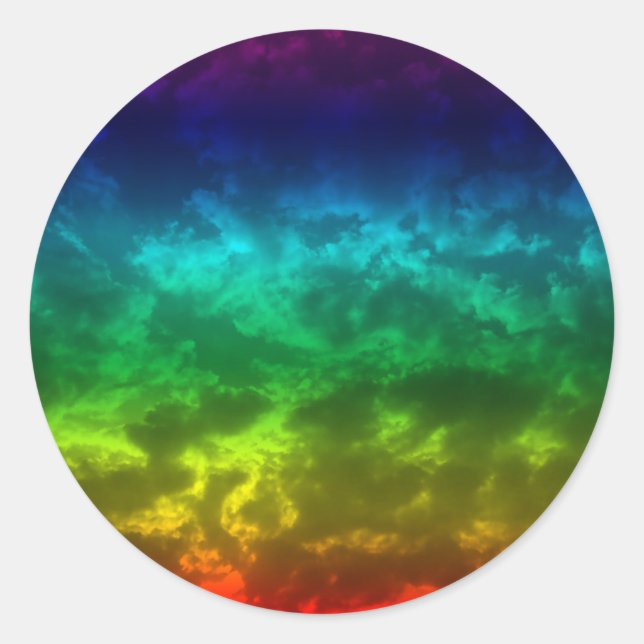 rainbow cloud classic round sticker (Front)