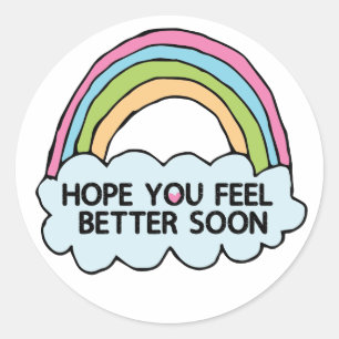 Rainbow Cloud Clip Art Sending You Well Wishes-2 Classic Round Sticker