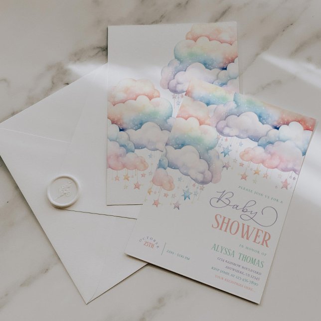 Rainbow Cloud Gender Neutral Baby Shower Invitation (Creator Uploaded)