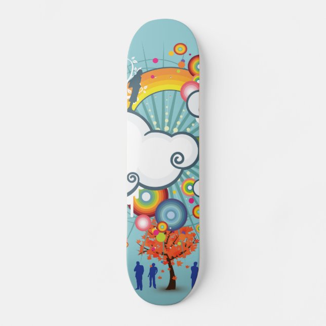 Rainbow Cloud People Skateboard (Front)