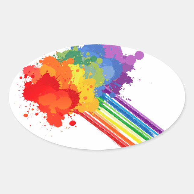 RAINBOW CLOUD -.png Oval Sticker (Front)