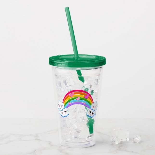 Rainbow Clouds Acrylic Tumbler (Front Ice)