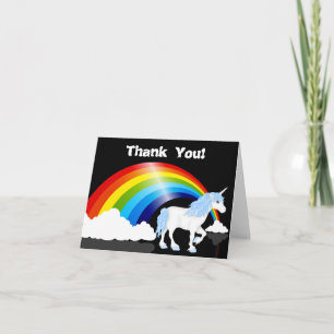 Rainbow, Clouds and Unicorn Thank You Card