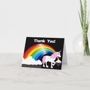 Rainbow, Clouds and Unicorn Thank You Card