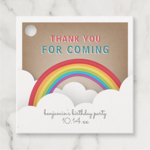 Rainbow Clouds Cardstock Kids Birthday Thank You Favour Tags