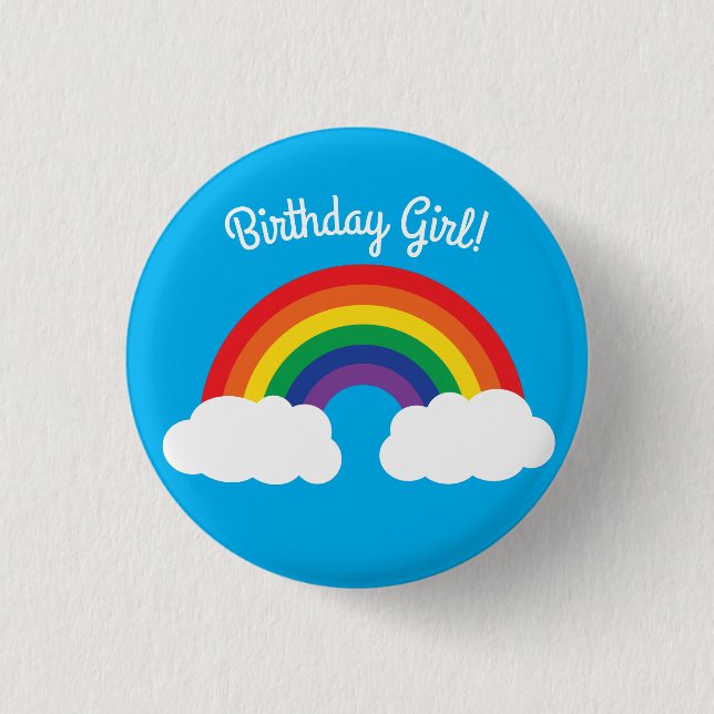 Rainbow & Clouds Cute 1st Birthday Party 3 Cm Round Badge (Front)