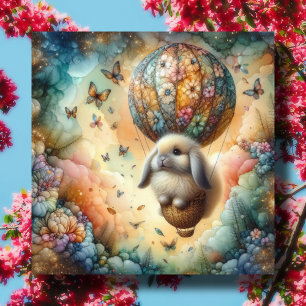 Rainbow Clouds Cute Bunny Christian Easter  Holiday Card