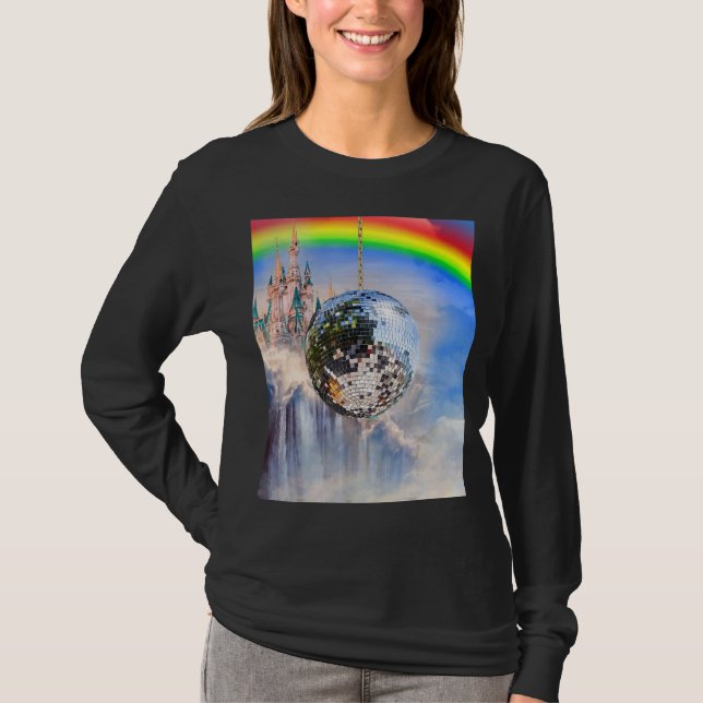 Rainbow Clouds Disco Ball T-Shirt (Front)