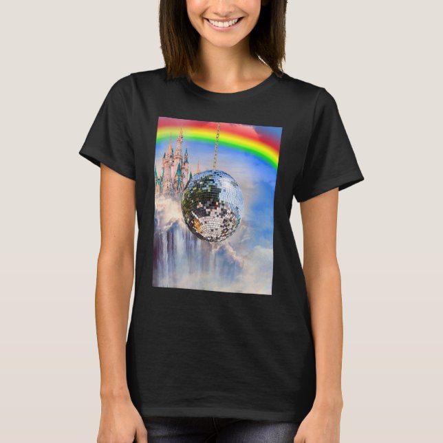Rainbow Clouds Disco Ball T-Shirt (Front)