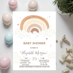 Rainbow Clouds Hearts Baby Shower Invitation