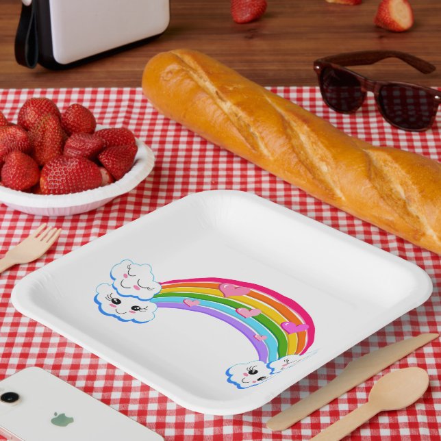 Rainbow Clouds Paper Plate (Picnic)