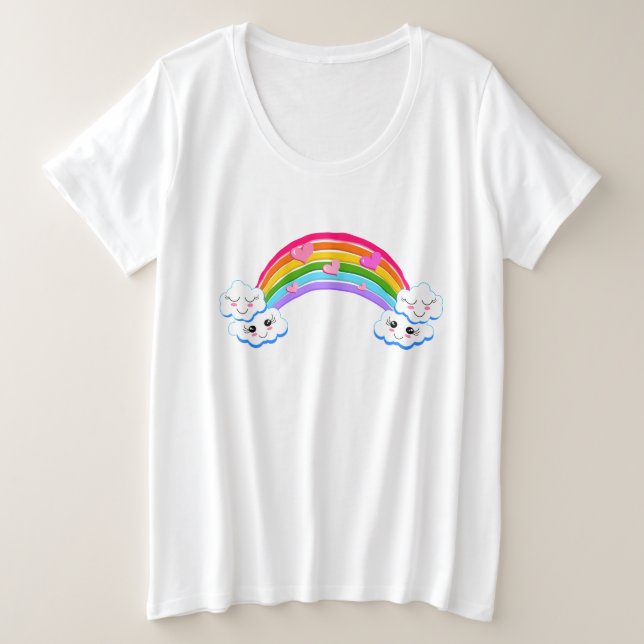 Rainbow Clouds Plus-Size Shirt (Design Front)