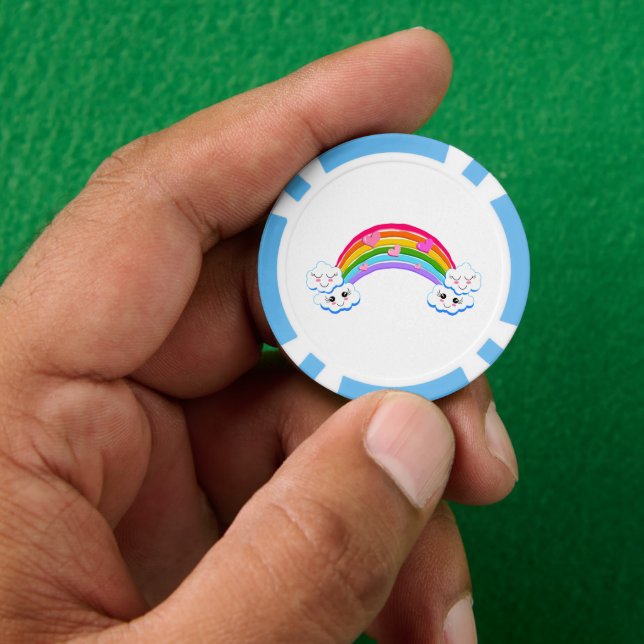 Rainbow Clouds Poker Chips (Hand)