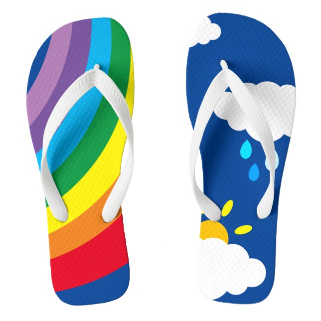 Rainbow, Clouds, Rain & Sun Flip Flops (Footbed)