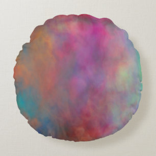 Rainbow Clouds   Round Cushion