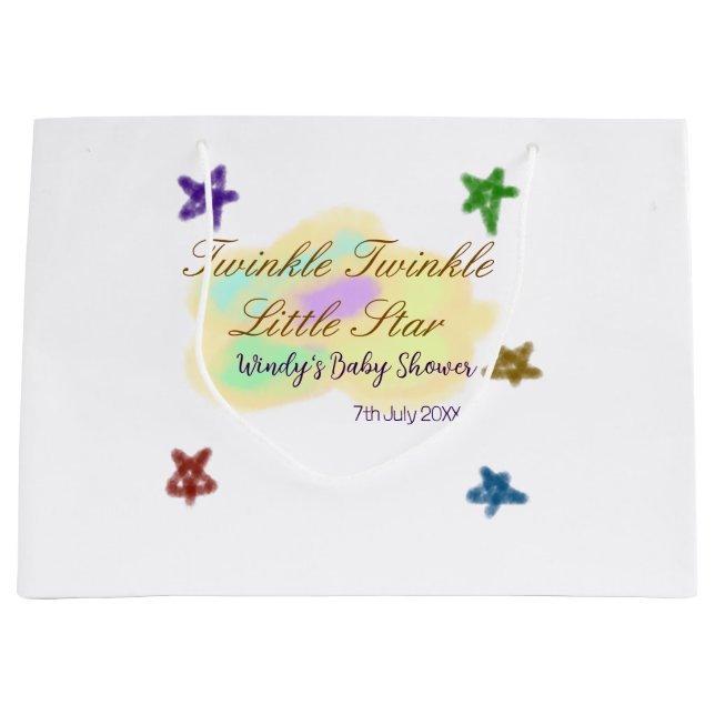 Rainbow clouds twinkle Twinkle Little Star baby Large Gift Bag (Front)