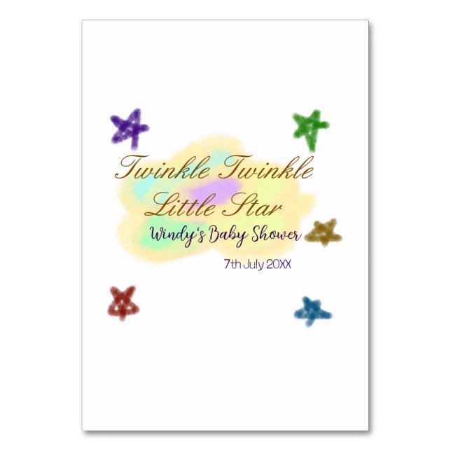 Rainbow clouds twinkle Twinkle Little Star baby Table Number (Front)