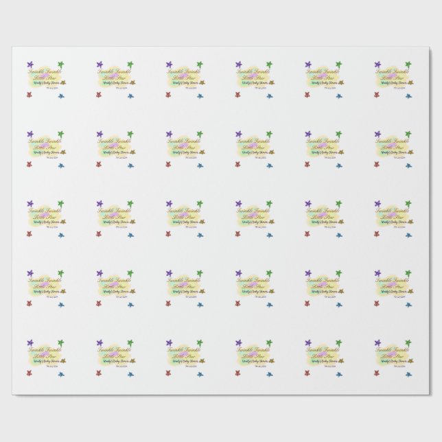 Rainbow clouds twinkle Twinkle Little Star baby Wrapping Paper (Flat)