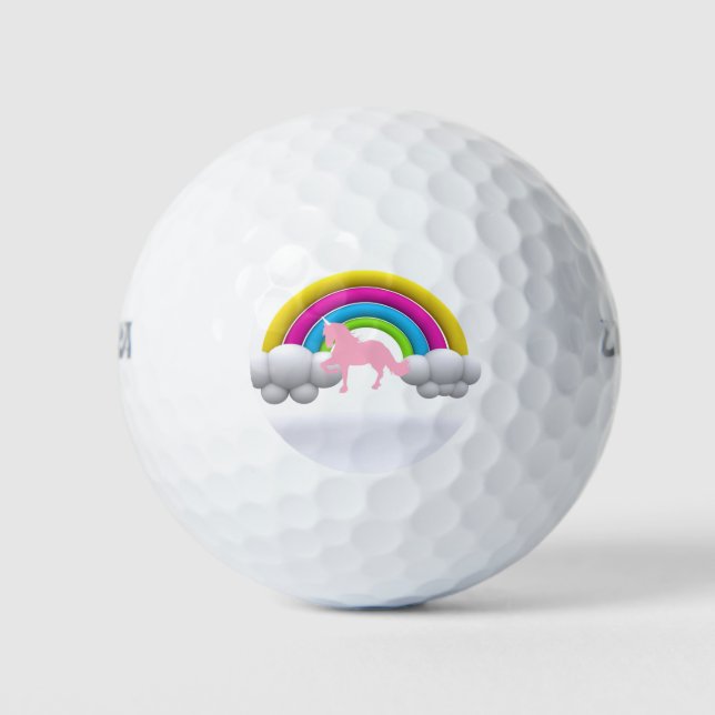 Rainbow, Clouds, Unicorn, Great Gift Idea, Custom Golf Balls (Front)