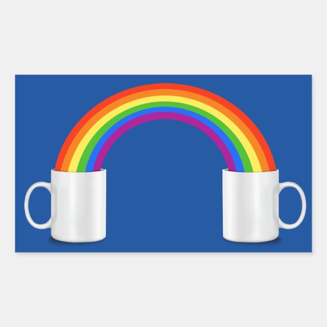 Rainbow Coffee Date T-Shirt Rectangular Sticker (Front)