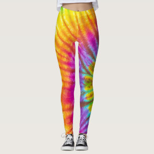 Rainbow color spiral pattern leggings