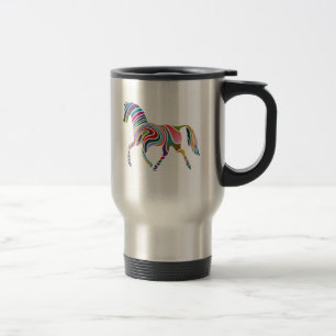 Rainbow Color-Striped Horse Travel Mug