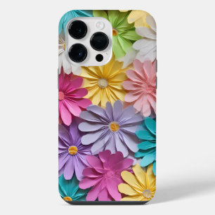 RAINBOW COLORED 3-D PAPER LOOK FLOWER PETALS iPhone 14 PRO MAX CASE