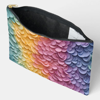 RAINBOW COLORED 3D LOOK FLOWERS ACCESSORY POUCH