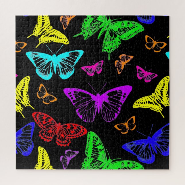 Rainbow Colored Butterflies Flying Jigsaw Puzzle (Vertical)