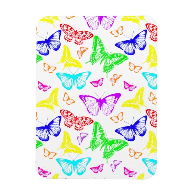 Rainbow Colored Butterflies Flying Magnet (Vertical)