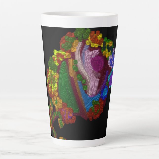 Rainbow Colored Floral Latte Mug (Front)