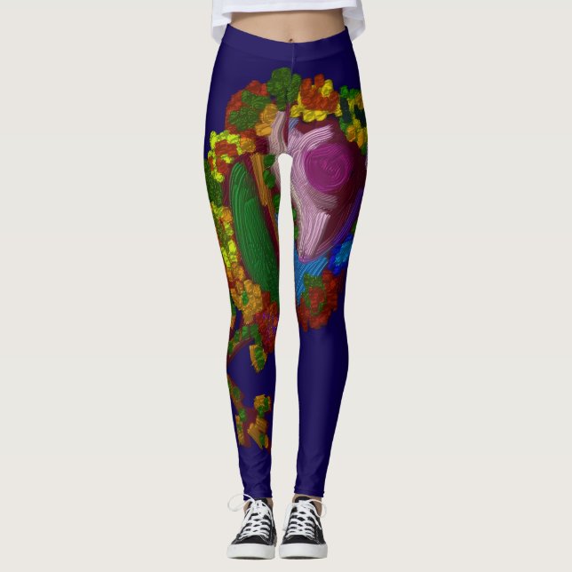 Rainbow Colored Floral Leggings (Front)