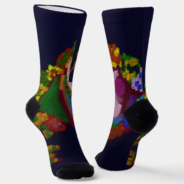 Rainbow Colored Floral Socks (Angled)