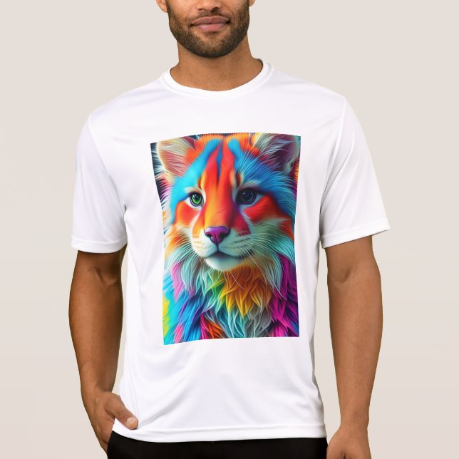 Rainbow Colored Furry Cat-68587 T-Shirt (Front)