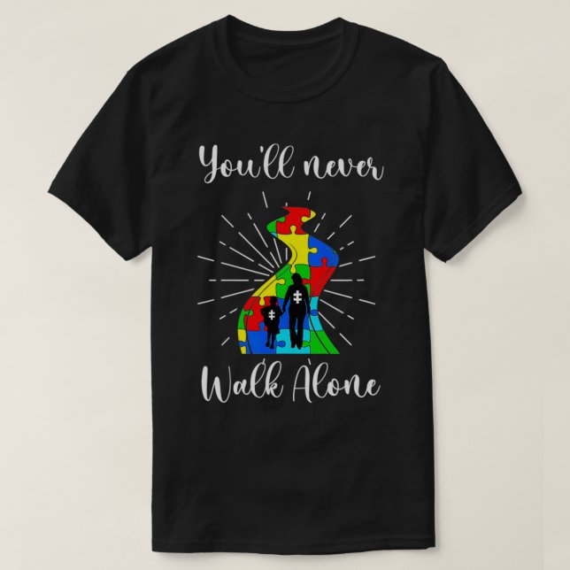 Rainbow colored street Autism Awareness  T-Shirt (Design Front)