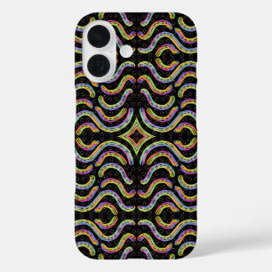 Rainbow Colored String Rope Repeating Pattern Art iPhone 16 Case