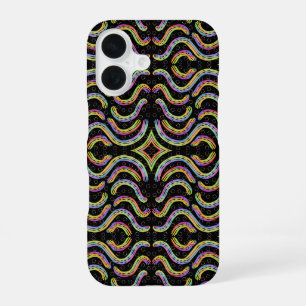 Rainbow Colored String Rope Repeating Pattern Art iPhone 16 Case