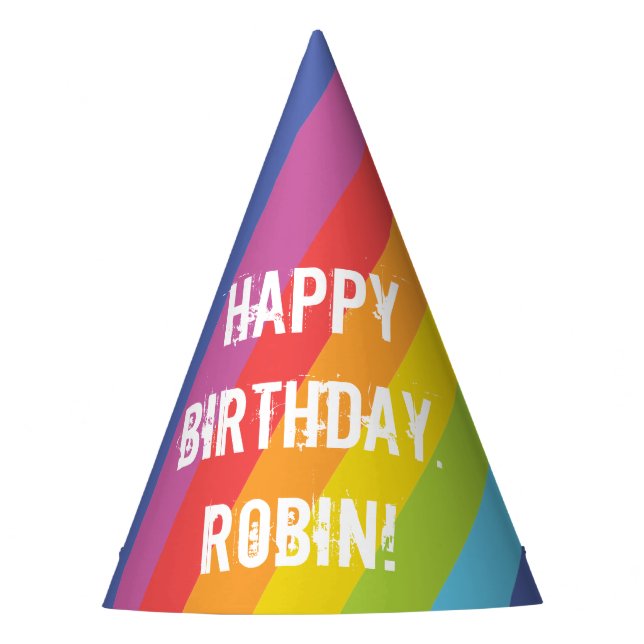 Rainbow Colored Stripes Paper Party Hat (Front)