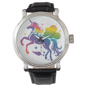 Rainbow colored unicorn design watch