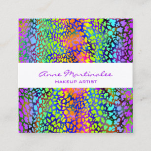 Rainbow Colorful Animal Print Square Business Card