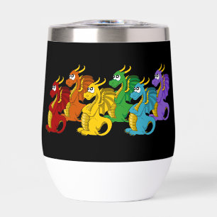 Rainbow colorful dragons cartoon 