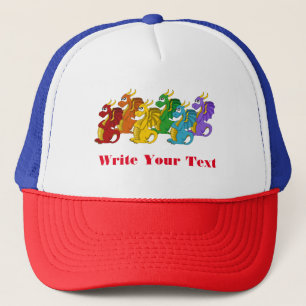 Rainbow colorful dragons cartoon  trucker hat