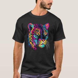 Rainbow Colorful Jaguar Big Cat Lover Print Graphi T-Shirt
