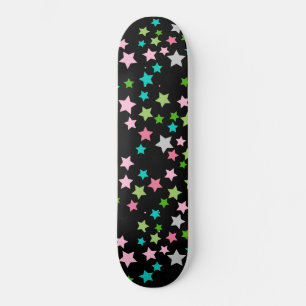 Rainbow Colorful Stars Black Starry Night Skateboard