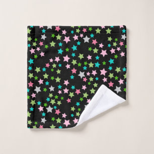 Rainbow Colorful Stars Black Starry Night Wash Cloth