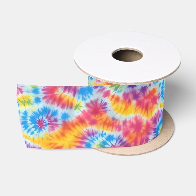 Rainbow Colorful Tie Dye Pattern Satin Ribbon (Spool)