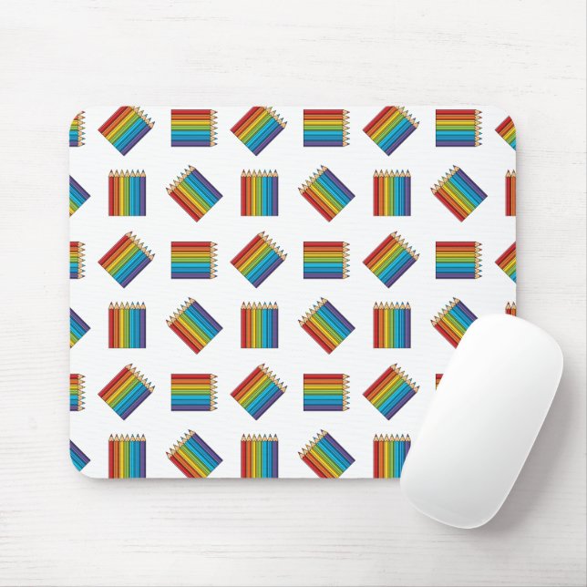 Rainbow Coloring Pencils Mouse Pad (With Mouse)