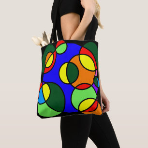 Rainbow colors circles tote bag